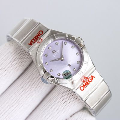 TW Factory Omega Constellation 28MM Quartz Movement Lady Light Purple Face Watch